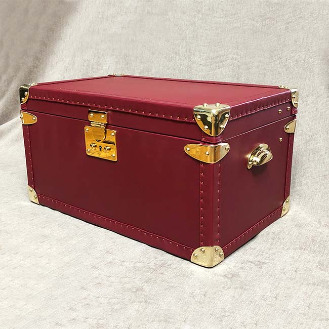 RED PAINTED #2 VINTAGE LOUIS VUITTON STEAMER TRUNK